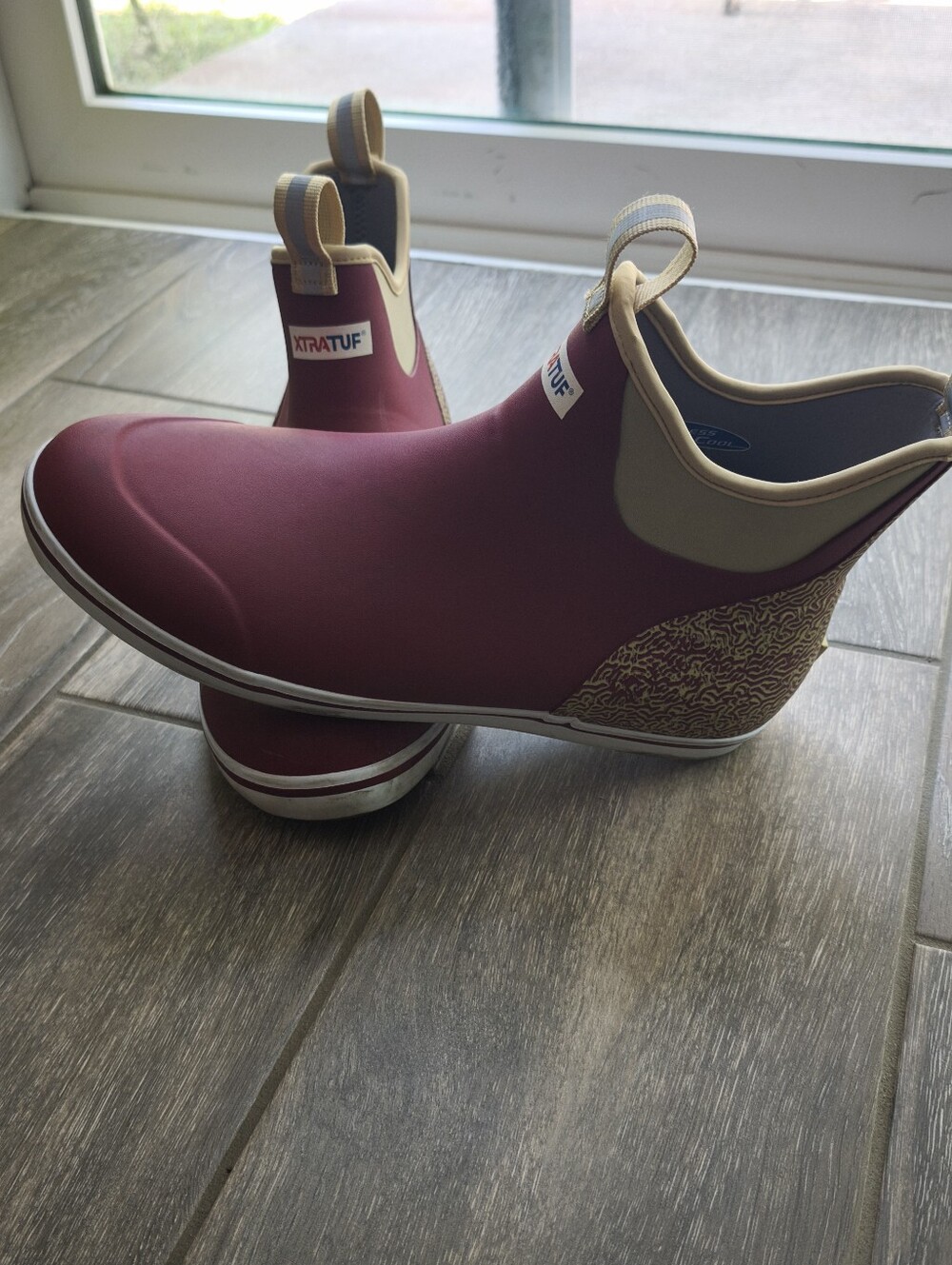 XTRATUF Tailgate Ankle Deck Boots Men's 13 Red Gold Waterproof Fishing Boat
